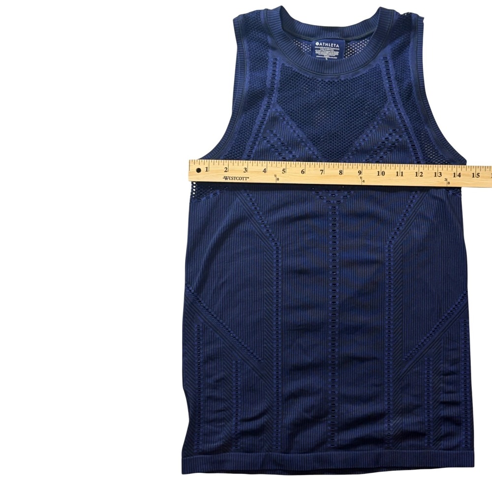Athleta Navy Seamless Mesh Athletic Tank Top Small - Picture 3 of 6